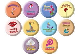 Creanoso Motivational Pinback Buttons - Feminist (10-Pack) - Premium Quality Gift Ideas for Children, Teens, & Adults for All Occasions - Stocking Stuffers Party Favor & Giveaways