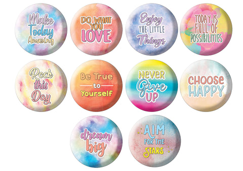 Creanoso Motivational Pinback Buttons - Motivational Pinback Buttons - Positive Encouragement (10-Pack) - Stocking Stuffers Premium Quality Gift Ideas for Children, Teens, & Adults