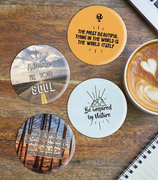 Motivational Pinback Buttons - Travel & Nature Quotes (10-Pack)