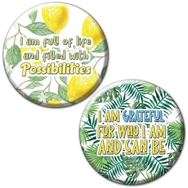 Creanoso Motivational Pinback Buttons - Positive Affirmations (10-Pack) - Premium Quality Gift Ideas for Children, Teens, & Adults for All Occasions - Stocking Stuffers Party Favor & Giveaways