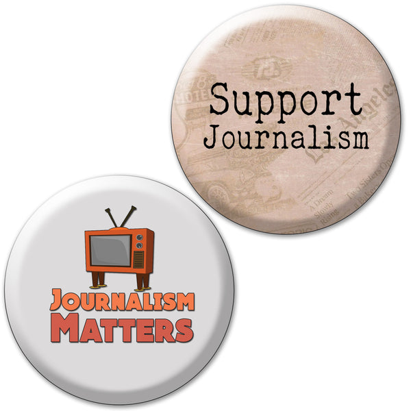 Creanoso Motivational Pinback Buttons - Support Journalism (10-Pack) - Stocking Stuffers Premium Quality Gift Ideas for Children, Teens, & Adults - Corporate Giveaways & Party Favors