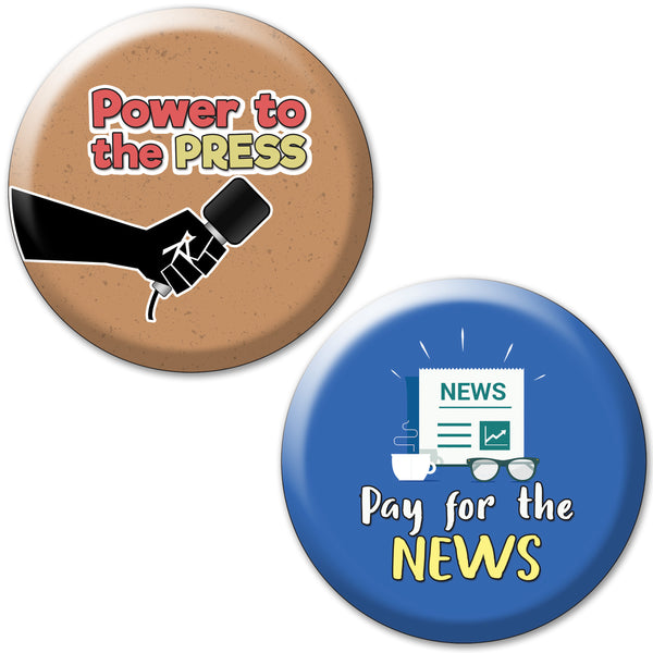 Creanoso Motivational Pinback Buttons - Support Journalism (10-Pack) - Stocking Stuffers Premium Quality Gift Ideas for Children, Teens, & Adults - Corporate Giveaways & Party Favors