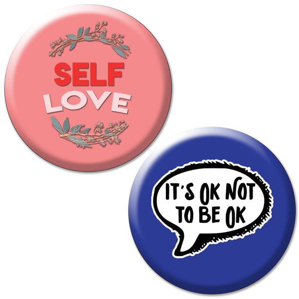 Creanoso Motivational Pinback Buttons Badge - Mental Health (10-Pack) - Stocking Stuffers Premium Quality Gift Ideas for Children, Teens, & Adults - Corporate Giveaways & Party Favors