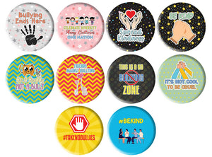 Creanoso Anti-Bullying Pinback Buttons Pins Series 2 (10-Pack) - Stocking Stuffers Premium Quality Gift Ideas for Children, Teens, & Adults - Corporate Giveaways & Party Favors