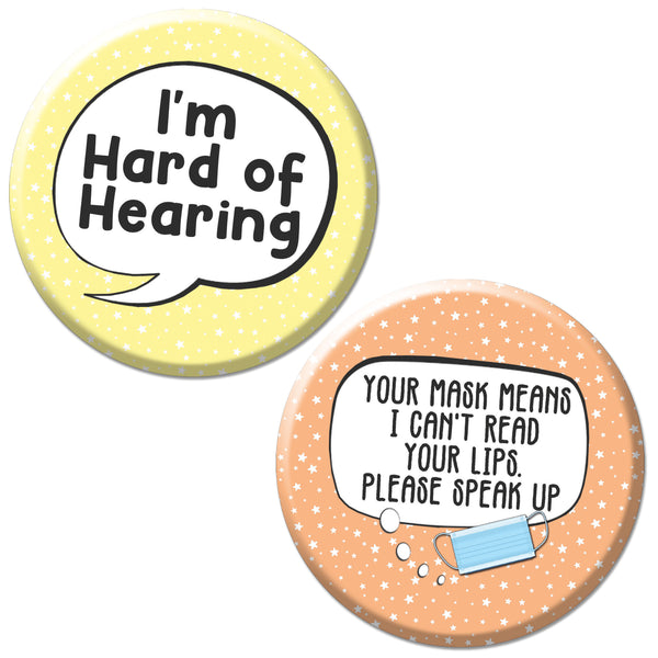 Creanoso Deaf Awareness HOH Pinback Buttons (10-Pack) - Stocking Stuffers Premium Quality Gift Ideas for Children, Teens, & Adults - Corporate Giveaways & Party Favors