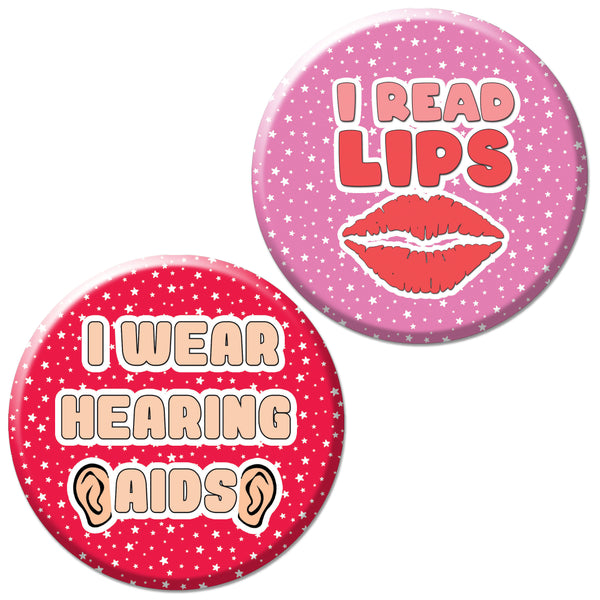 Creanoso Deaf Awareness HOH Pinback Buttons (10-Pack) - Stocking Stuffers Premium Quality Gift Ideas for Children, Teens, & Adults - Corporate Giveaways & Party Favors