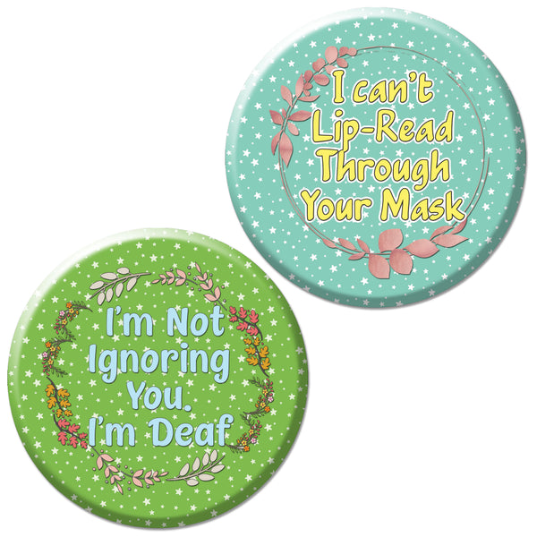 Creanoso Deaf Awareness HOH Pinback Buttons (10-Pack) - Stocking Stuffers Premium Quality Gift Ideas for Children, Teens, & Adults - Corporate Giveaways & Party Favors
