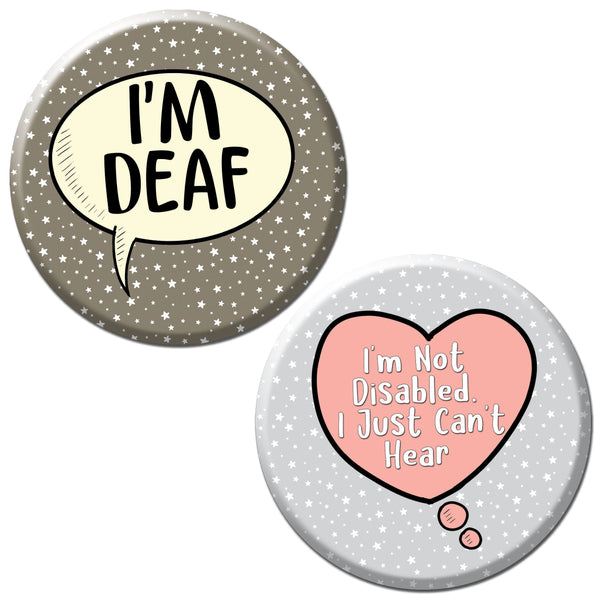 Creanoso Deaf Awareness HOH Pinback Buttons (10-Pack) - Stocking Stuffers Premium Quality Gift Ideas for Children, Teens, & Adults - Corporate Giveaways & Party Favors