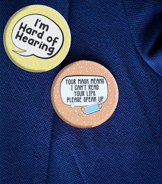 Creanoso Deaf Awareness HOH Pinback Buttons (10-Pack) - Stocking Stuffers Premium Quality Gift Ideas for Children, Teens, & Adults - Corporate Giveaways & Party Favors