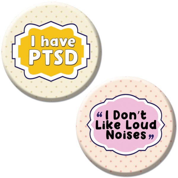 Creanoso PTSD Pinback Button Badge (10-Pack) - Stocking Stuffers Premium Quality Gift Ideas for Children, Teens, & Adults - Corporate Giveaways & Party Favors
