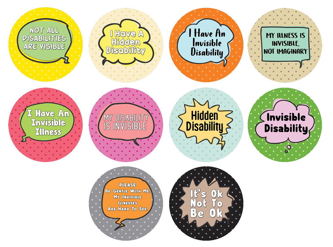 Creanoso Not All Disabilities Are Visible (10-Pack) - Premium Quality Gift Ideas for Children, Teens, & Adults for All Occasions - Stocking Stuffers Party Favor & Giveaways