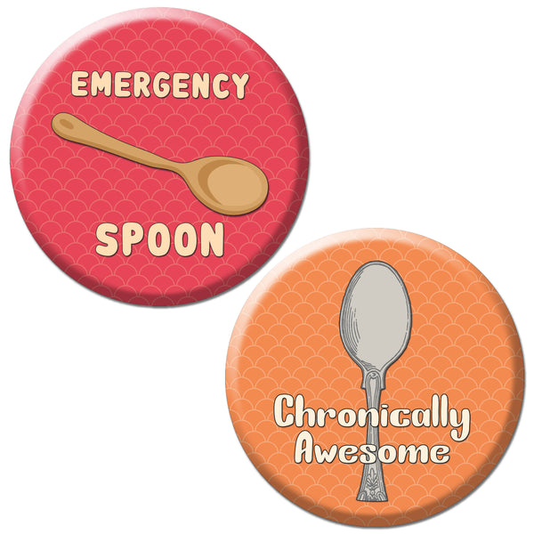 Creanoso Spoon Theory Pinback Button (10-Pack) - Stocking Stuffers Premium Quality Gift Ideas for Children, Teens, & Adults - Corporate Giveaways & Party Favors