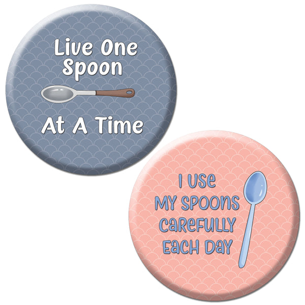 Creanoso Spoon Theory Pinback Button (10-Pack) - Stocking Stuffers Premium Quality Gift Ideas for Children, Teens, & Adults - Corporate Giveaways & Party Favors