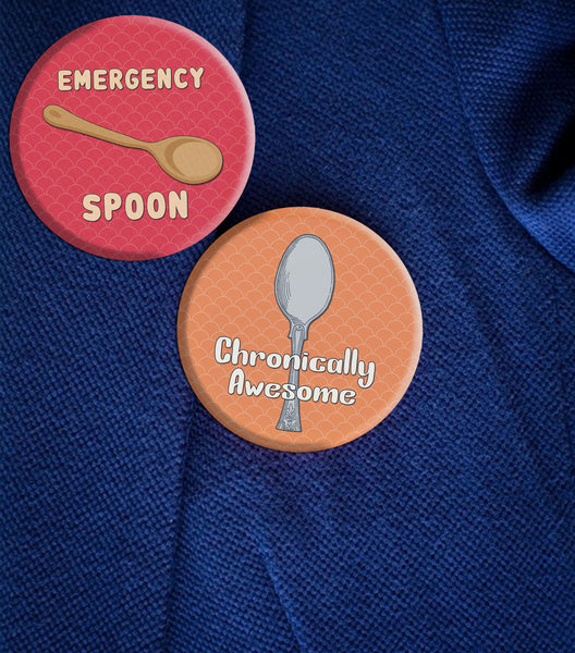 Creanoso Spoon Theory Pinback Button (10-Pack) - Stocking Stuffers Premium Quality Gift Ideas for Children, Teens, & Adults - Corporate Giveaways & Party Favors