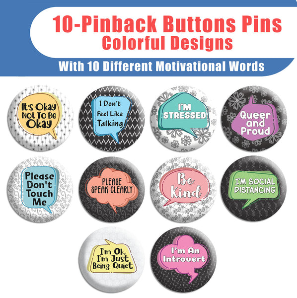 Creanoso Feeling Pinback Buttons (10-Pack) - Stocking Stuffers Premium Quality Gift Ideas for Children, Teens, & Adults - Corporate Giveaways & Party Favors