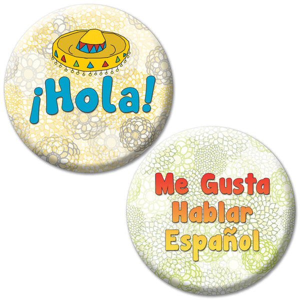 Creanoso Spanish Pinback Buttons - Learn Espanol (10-Pack) - Premium Quality Gift Ideas for Children, Teens, & Adults for All Occasions - Stocking Stuffers Party Favor & Giveaways