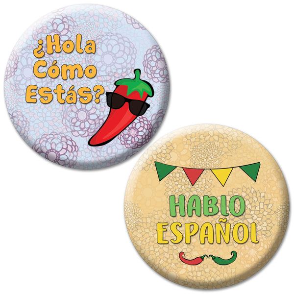 Creanoso Spanish Pinback Buttons - Learn Espanol (10-Pack) - Premium Quality Gift Ideas for Children, Teens, & Adults for All Occasions - Stocking Stuffers Party Favor & Giveaways