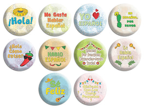 Creanoso Spanish Pinback Buttons - Learn Espanol (10-Pack) - Premium Quality Gift Ideas for Children, Teens, & Adults for All Occasions - Stocking Stuffers Party Favor & Giveaways