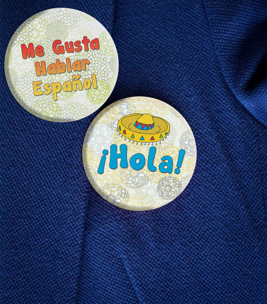 Creanoso Spanish Pinback Buttons - Learn Espanol (10-Pack) - Premium Quality Gift Ideas for Children, Teens, & Adults for All Occasions - Stocking Stuffers Party Favor & Giveaways