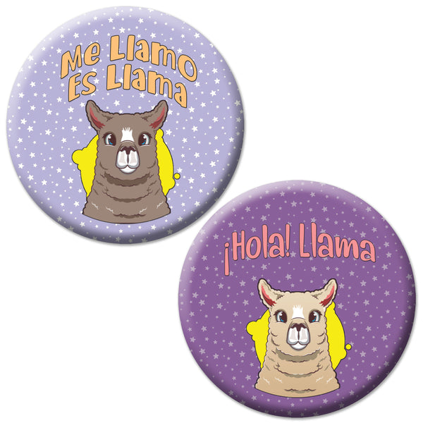 Creanoso Spanish Pinback Buttons - Llama Badge (10-Pack) - Premium Quality Gift Ideas for Children, Teens, & Adults for All Occasions - Stocking Stuffers Party Favor & Giveaways