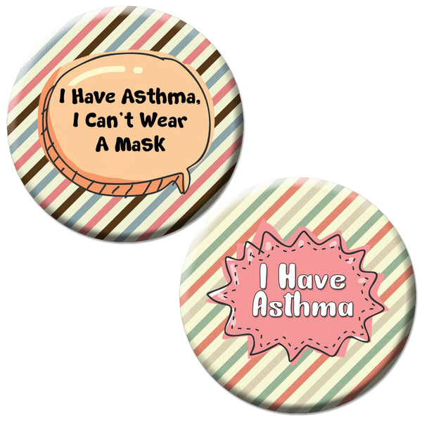 Creanoso Large Pinback Buttons - I Have Asthma Badge (10-Pack) - Stocking Stuffers Premium Quality Gift Ideas for Children, Teens, & Adults - Corporate Giveaways & Party Favors