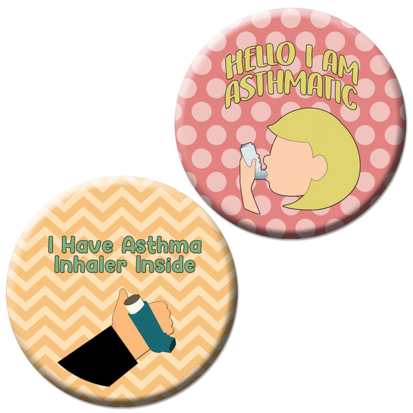 Creanoso Large Pinback Buttons - I Have Asthma Badge (10-Pack) - Stocking Stuffers Premium Quality Gift Ideas for Children, Teens, & Adults - Corporate Giveaways & Party Favors