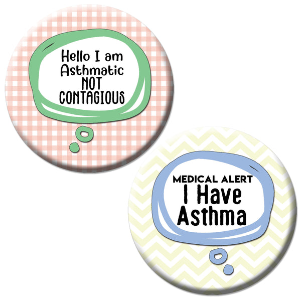 Creanoso Large Pinback Buttons - I Have Asthma Badge (10-Pack) - Stocking Stuffers Premium Quality Gift Ideas for Children, Teens, & Adults - Corporate Giveaways & Party Favors