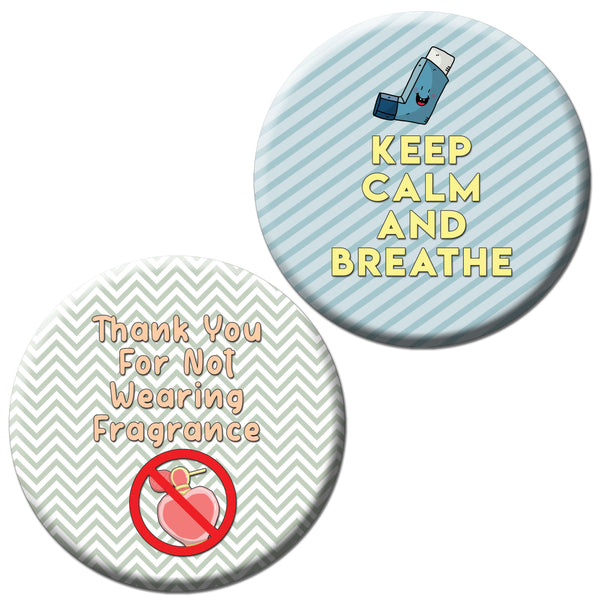 Creanoso Large Pinback Buttons - I Have Asthma Badge (10-Pack) - Stocking Stuffers Premium Quality Gift Ideas for Children, Teens, & Adults - Corporate Giveaways & Party Favors