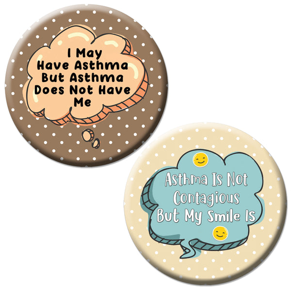 Creanoso Large Pinback Buttons - I Have Asthma Badge (10-Pack) - Stocking Stuffers Premium Quality Gift Ideas for Children, Teens, & Adults - Corporate Giveaways & Party Favors