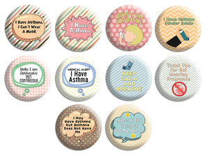 Creanoso Large Pinback Buttons - I Have Asthma Badge (10-Pack) - Stocking Stuffers Premium Quality Gift Ideas for Children, Teens, & Adults - Corporate Giveaways & Party Favors