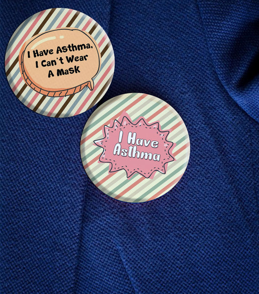 Creanoso Large Pinback Buttons - I Have Asthma Badge (10-Pack) - Stocking Stuffers Premium Quality Gift Ideas for Children, Teens, & Adults - Corporate Giveaways & Party Favors