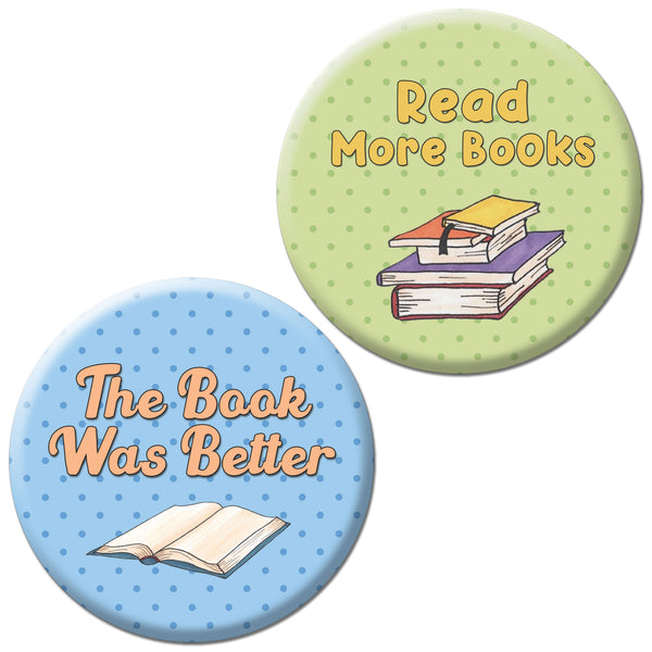 Pinback Buttons - Book Lovers Readers Badge (10-Pack) - Premium Quality Gift Ideas for Children, Teens, & Adults for All Occasions - Stocking Stuffers Party Favor & Giveaways
