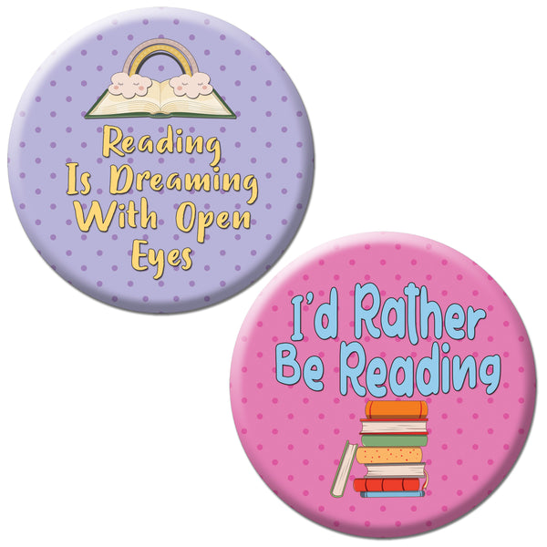 Pinback Buttons - Book Lovers Readers Badge (10-Pack) - Premium Quality Gift Ideas for Children, Teens, & Adults for All Occasions - Stocking Stuffers Party Favor & Giveaways