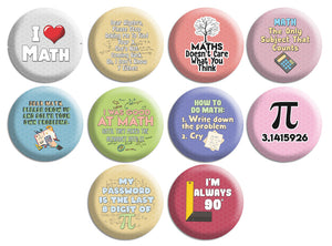 Creanoso Funny Pinback Buttons - Math Jokes (10-Pack) - Stocking Stuffers Premium Quality Gift Ideas for Children, Teens, & Adults - Corporate Giveaways & Party Favors