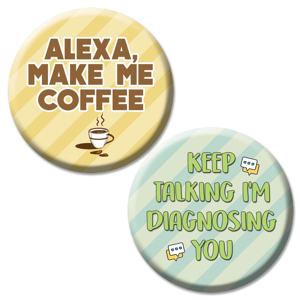 Creanoso Funny Shy Button Pins (1-Set X 10 Buttons) - Stocking Stuffer