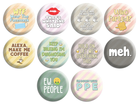 Creanoso Funny Pinback Buttons - Funny sayings (10-Pack) - Premium Quality Gift Ideas for Children, Teens, & Adults for All Occasions - Stocking Stuffers Party Favor & Giveaways