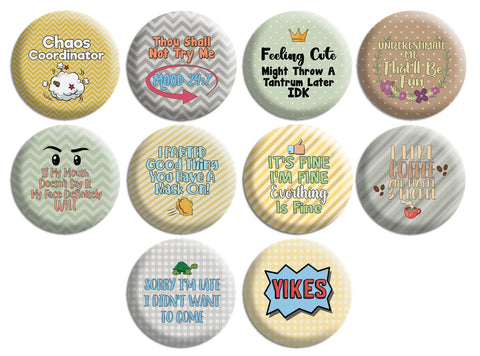 Creanoso Funny Pinback Buttons - Fun Humor (10-Pack) - Classroom Reward Incentives for Students and Children - Stocking Stuffers Party Favors & Giveaways for Teens & Adults