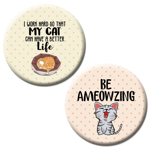 Creanoso Pinback Buttons - Cat Lovers Badge (10-Pack) - Stocking Stuffers Premium Quality Gift Ideas for Children, Teens, & Adults - Corporate Giveaways & Party Favors