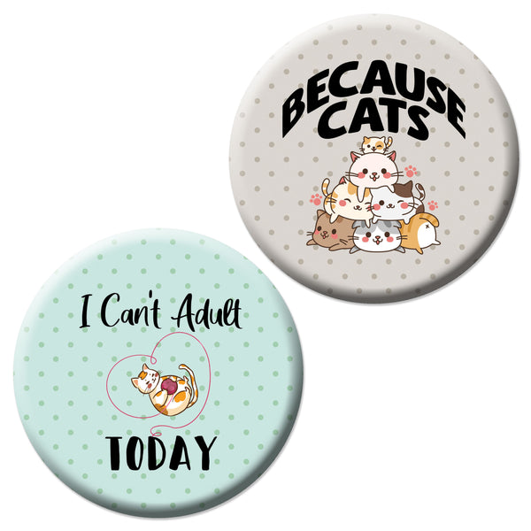 Creanoso Pinback Buttons - Cat Lovers Badge (10-Pack) - Stocking Stuffers Premium Quality Gift Ideas for Children, Teens, & Adults - Corporate Giveaways & Party Favors