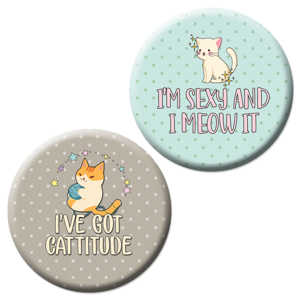 Creanoso Pinback Buttons - Cat Lovers Badge (10-Pack) - Stocking Stuffers Premium Quality Gift Ideas for Children, Teens, & Adults - Corporate Giveaways & Party Favors