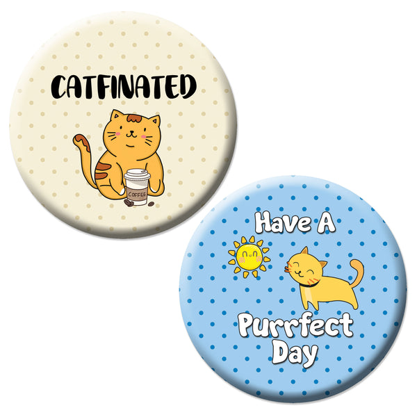 Creanoso Pinback Buttons - Cat Lovers Badge (10-Pack) - Stocking Stuffers Premium Quality Gift Ideas for Children, Teens, & Adults - Corporate Giveaways & Party Favors