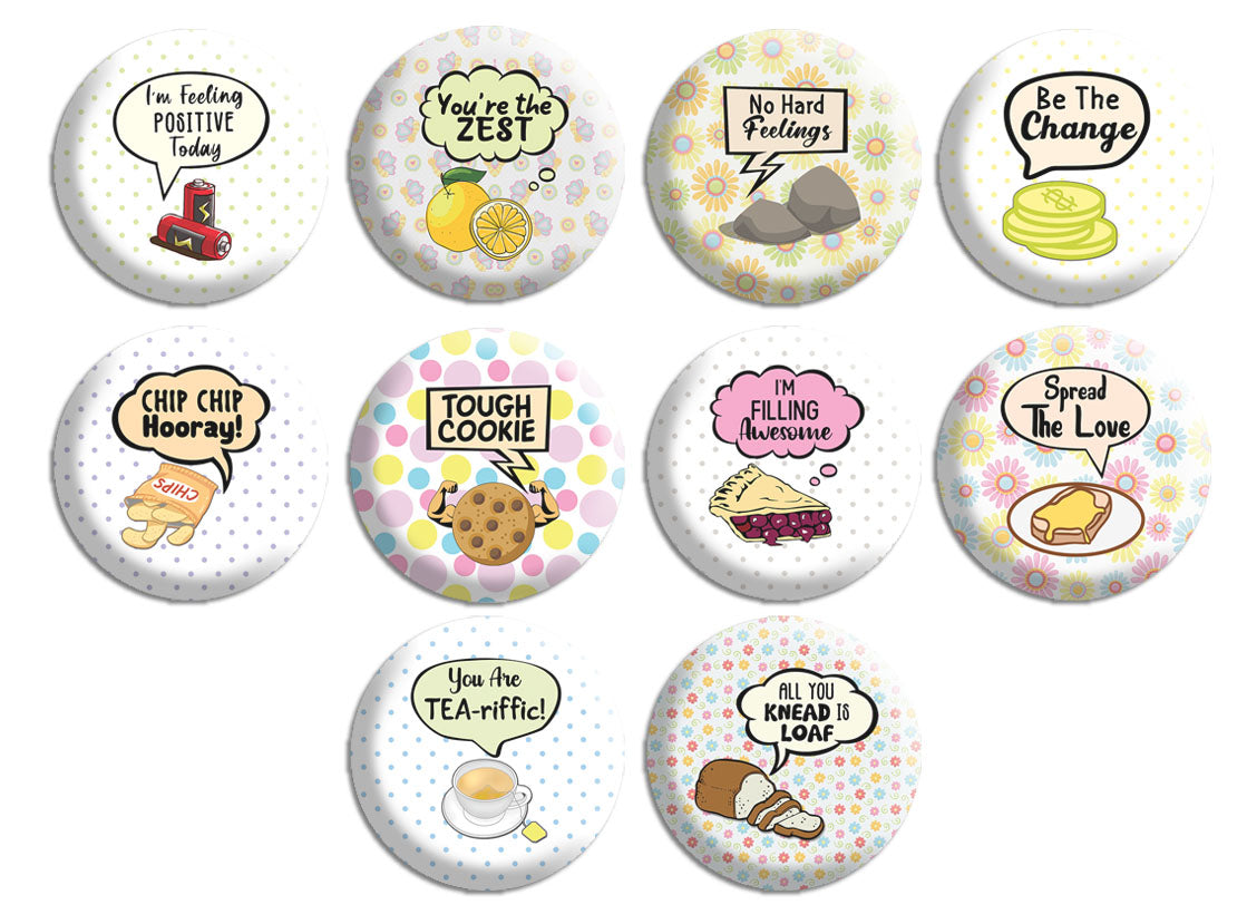 Creanoso Creanoso Inspiring Puns Pinbuttons (10-Pack) - Stocking Stuffers Premium Quality Gift Ideas for Children, Teens, & Adults - Corporate Giveaways & Party Favors