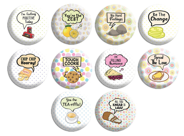 Creanoso Creanoso Inspiring Puns Pinbuttons (10-Pack) - Stocking Stuffers Premium Quality Gift Ideas for Children, Teens, & Adults - Corporate Giveaways & Party Favors