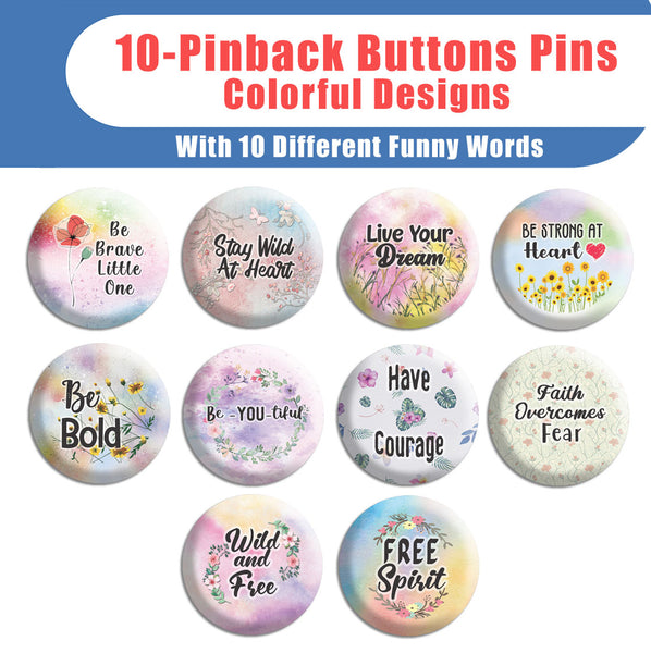 Creanoso Wild flowers Pinback Buttons Badge (10-Pack) - Premium Quality Gift Ideas for Children, Teens, & Adults for All Occasions - Stocking Stuffers Party Favor & Giveaways