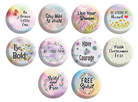 Creanoso Wild flowers Pinback Buttons Badge (10-Pack) - Premium Quality Gift Ideas for Children, Teens, & Adults for All Occasions - Stocking Stuffers Party Favor & Giveaways