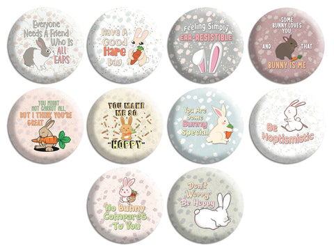 Cute Rabbit Pinback Button Badge (10-Pack)