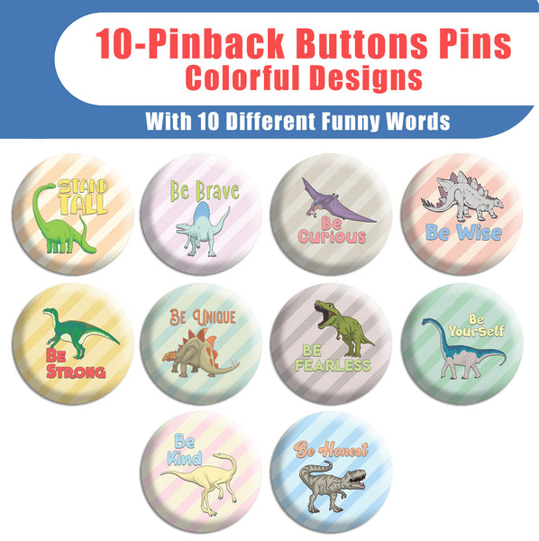 Positive Dinosaur Pinback Button (10-Pack)