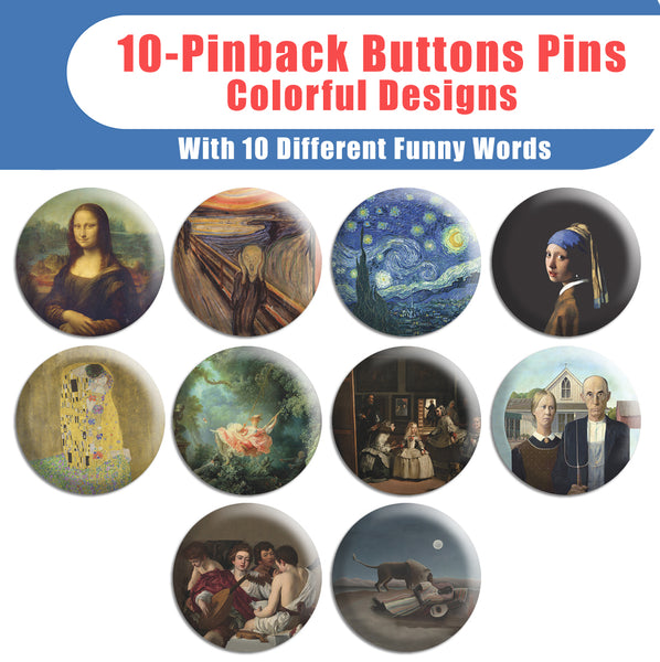 Famous Painting Pinback Button Series 1 (10-Pack)