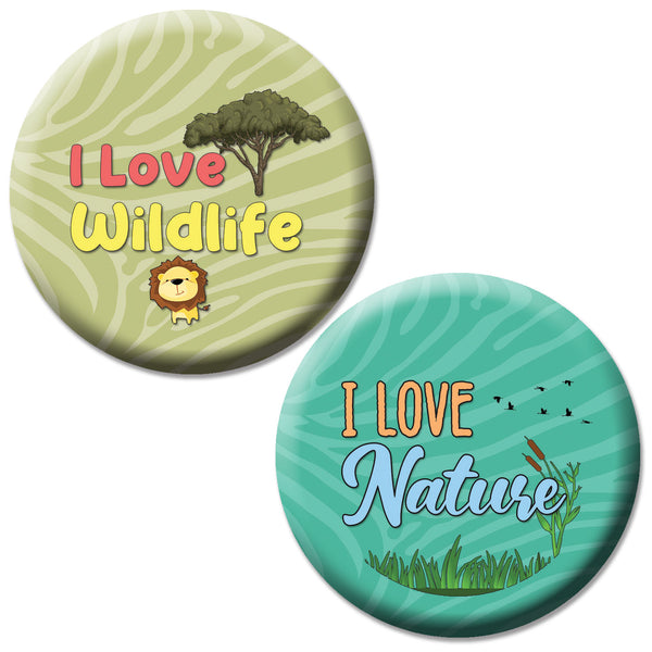 CreanosoI Love Wildlife Pinbuttons (10-Pack) - Premium Quality Gift Ideas for Children, Teens, & Adults for All Occasions - Stocking Stuffers Party Favor & Giveaways