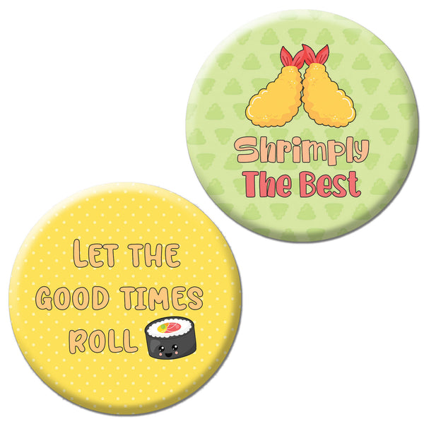 Creanoso Cute Sushi Pinback buttons (10-Pack) - Stocking Stuffers Premium Quality Gift Ideas for Children, Teens, & Adults - Corporate Giveaways & Party Favors